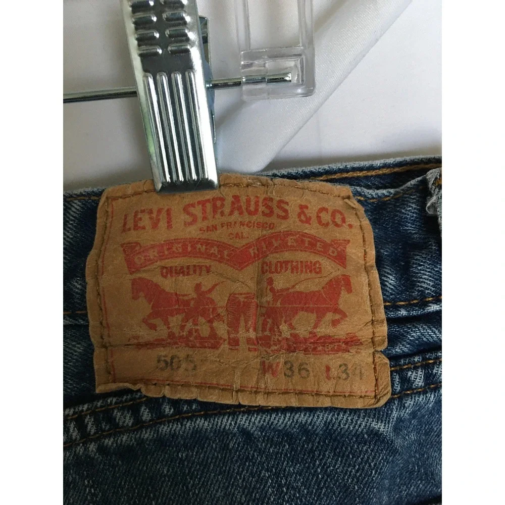 Levis 505 Regular Fit Straight Leg Mens Jeans Blue Denim